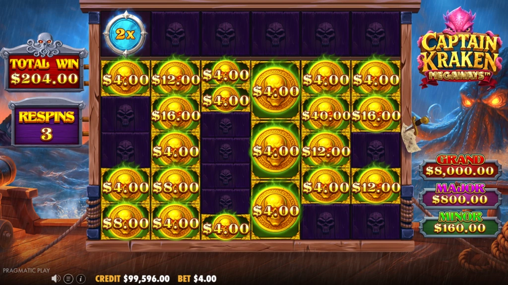 Captain Kraken Megaways - Respin Feature